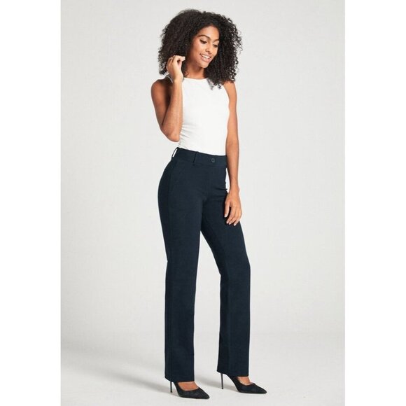 Betabrand Women Classic Dress Yoga Pant Sz Medium Navy Blue Straight Leg Pull On - Picture 3 of 11